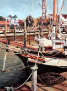 David Nance Beaufort Dock oil on canvas dock boat seascape