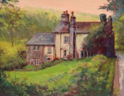 David Nance Castle Cottage, Berry Pomeroy oil on canvas painting landscapes still life