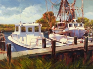 David Nance Fisher Kings oil on canvas dock boats seascape painting